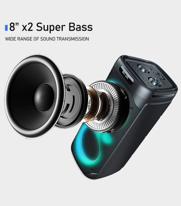 Parlante Portátil ZJZ 6800B de 12 Pulgadas 2500 W con Luces LED y Función Karaoke – ¡Sonido Potente y Diversión Asegurada! - Image 3