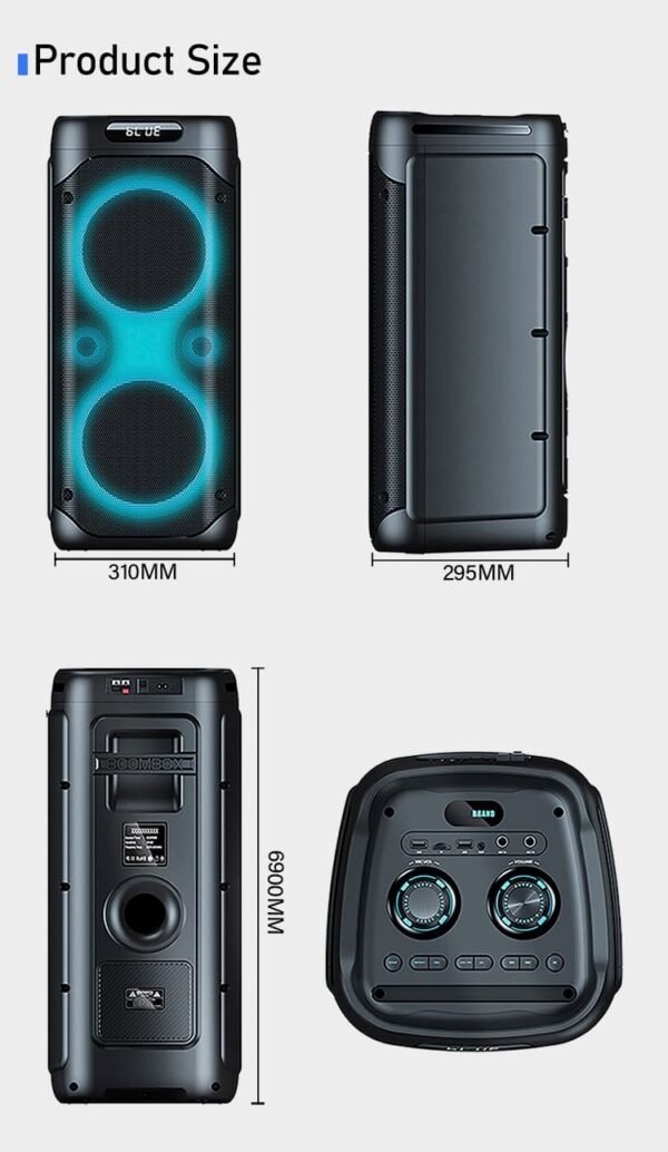 Parlante Portátil ZJZ 6800B de 12 Pulgadas 2500 W con Luces LED y Función Karaoke – ¡Sonido Potente y Diversión Asegurada! - Image 6