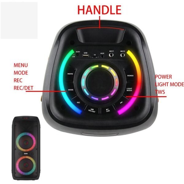 Parlante Portátil ZJZ 2062 con Función Karaoke y Luces LED – Potencia, Conectividad y Sonido de Alta Calidad - 12 Pulgadas - Image 3