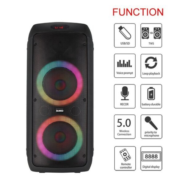 Parlante Portátil ZJZ 2062 con Función Karaoke y Luces LED – Potencia, Conectividad y Sonido de Alta Calidad - 12 Pulgadas - Image 4