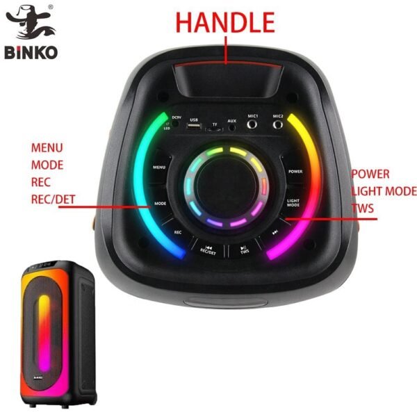 Parlante 2062C de 12 Pulgadas con Karaoke, Micrófono Inalámbrico y Luces LED – Sonido Potente y Diversión Total - Image 3